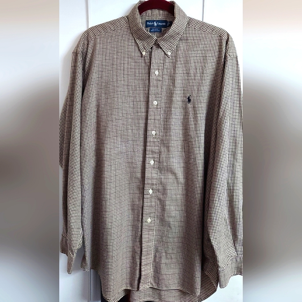 Polo by Ralph Lauren check pattern long-sleeve oxford shirt, size L